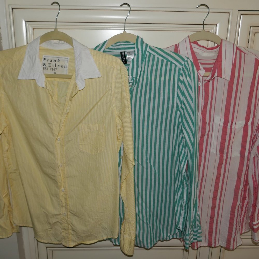 Frank & Eileen BARRY + H&M Striped Button Front Shirts Bundle Medium